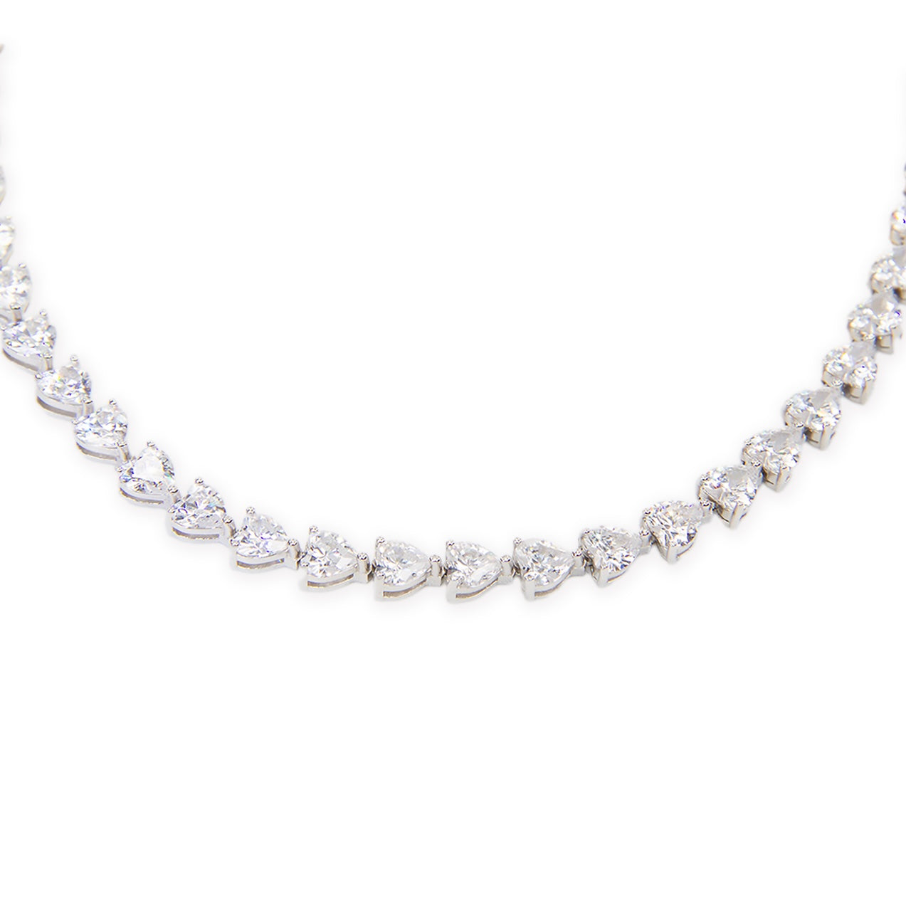 HEART CUT WHITE TENNIS NECKLACE
