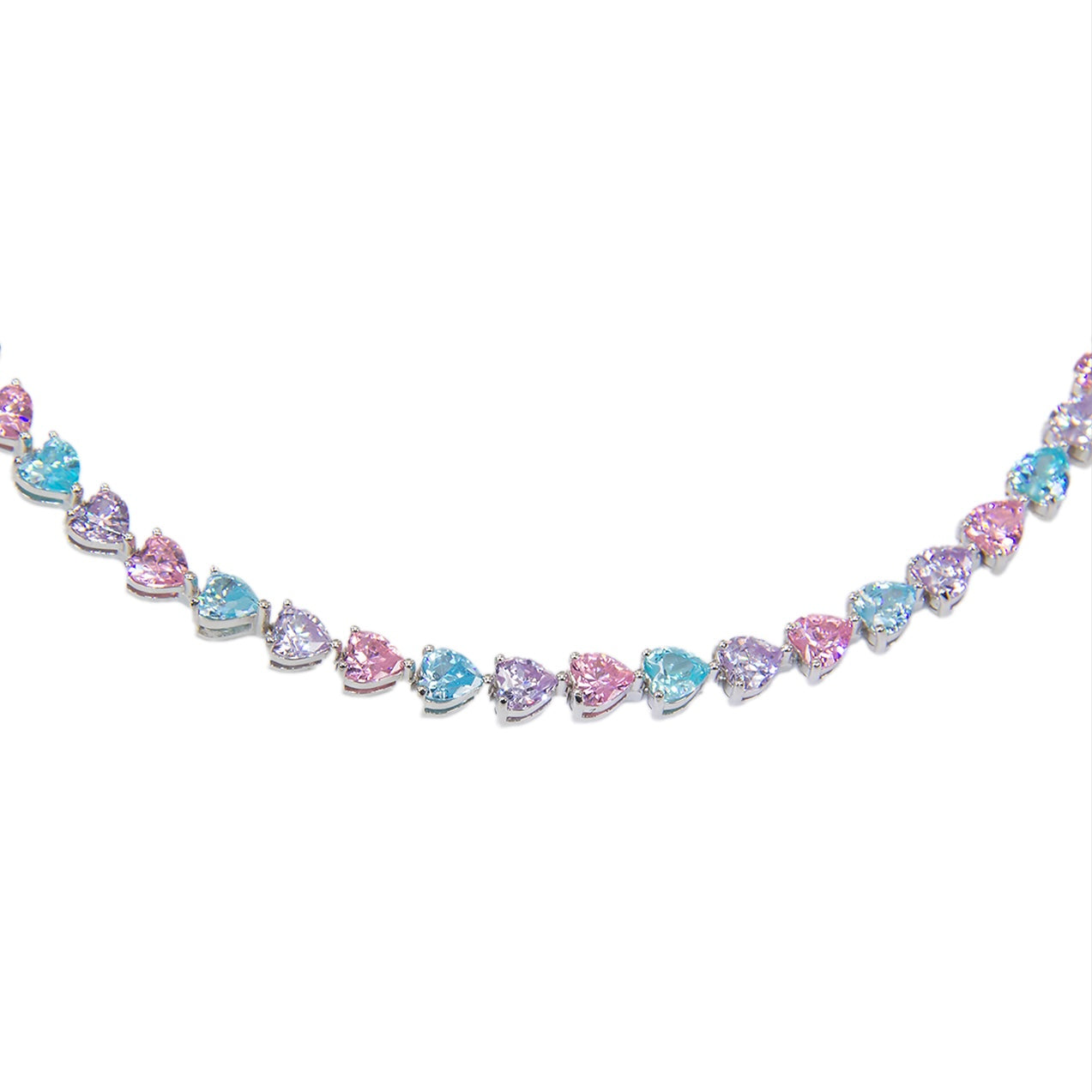 HEART CUT BLUE-PURPLE TENNIS NECKLACE