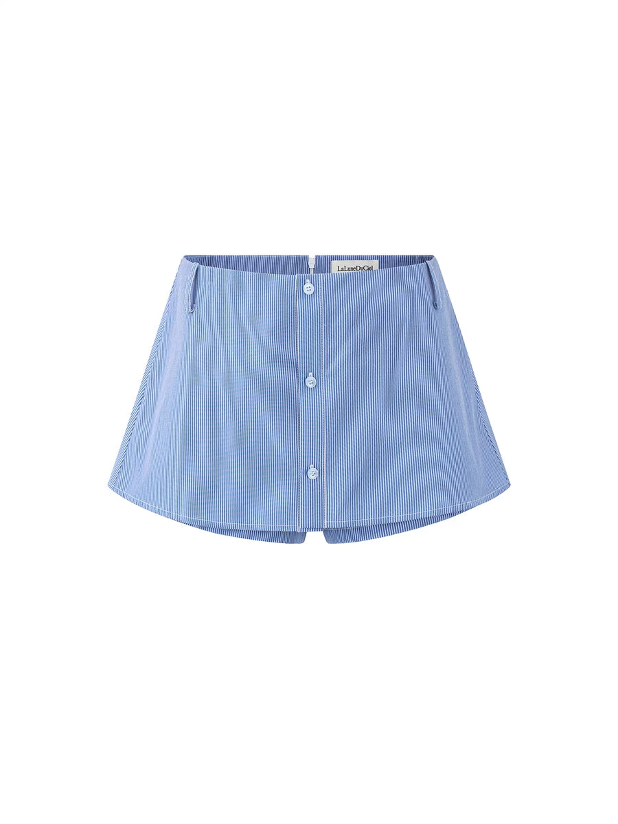 LLDC Classic POLO Shirt & A-shaped Layered Buttoned Woven Skirt Shorts Set