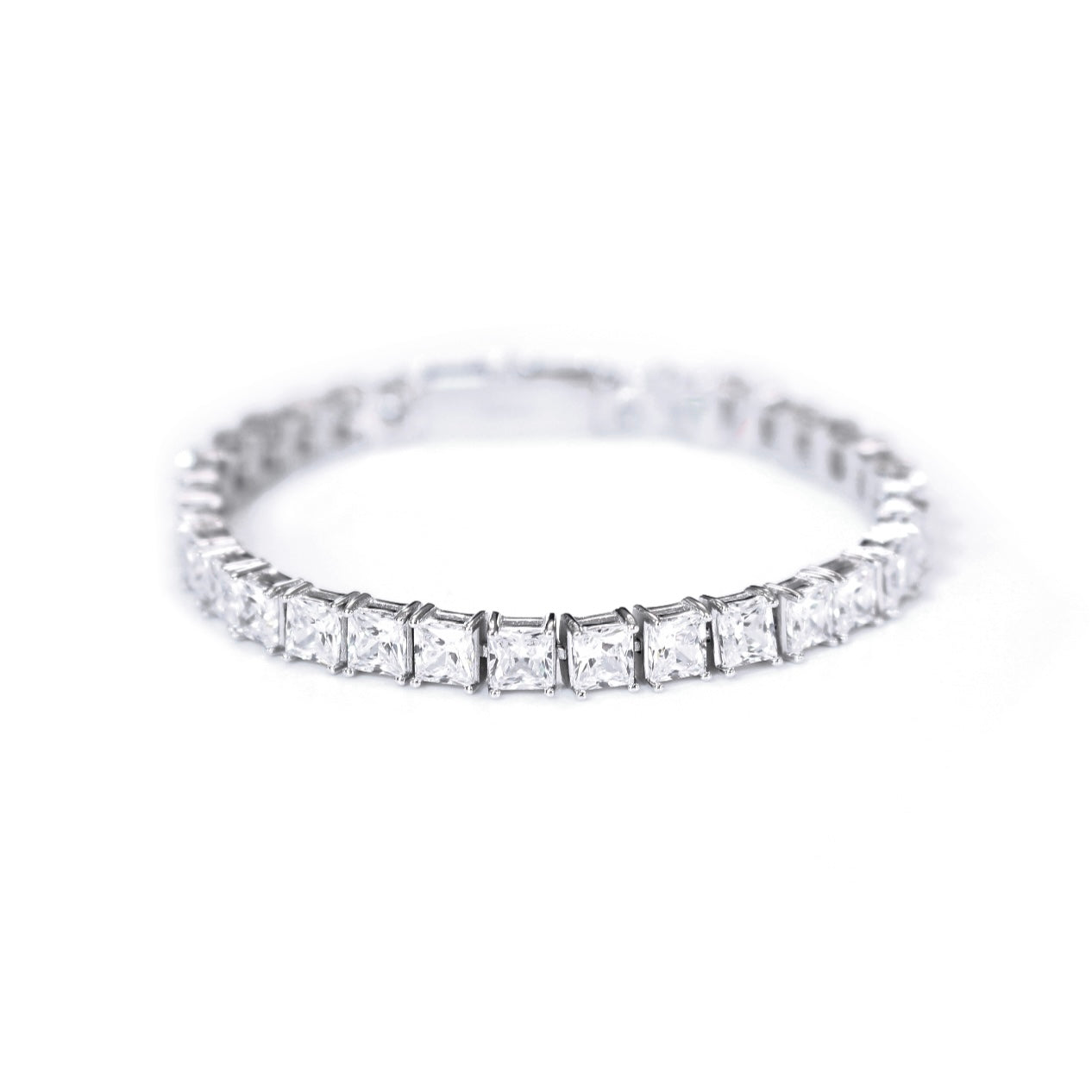 PRINCESS CUT WHITE TENNIS BRACELET