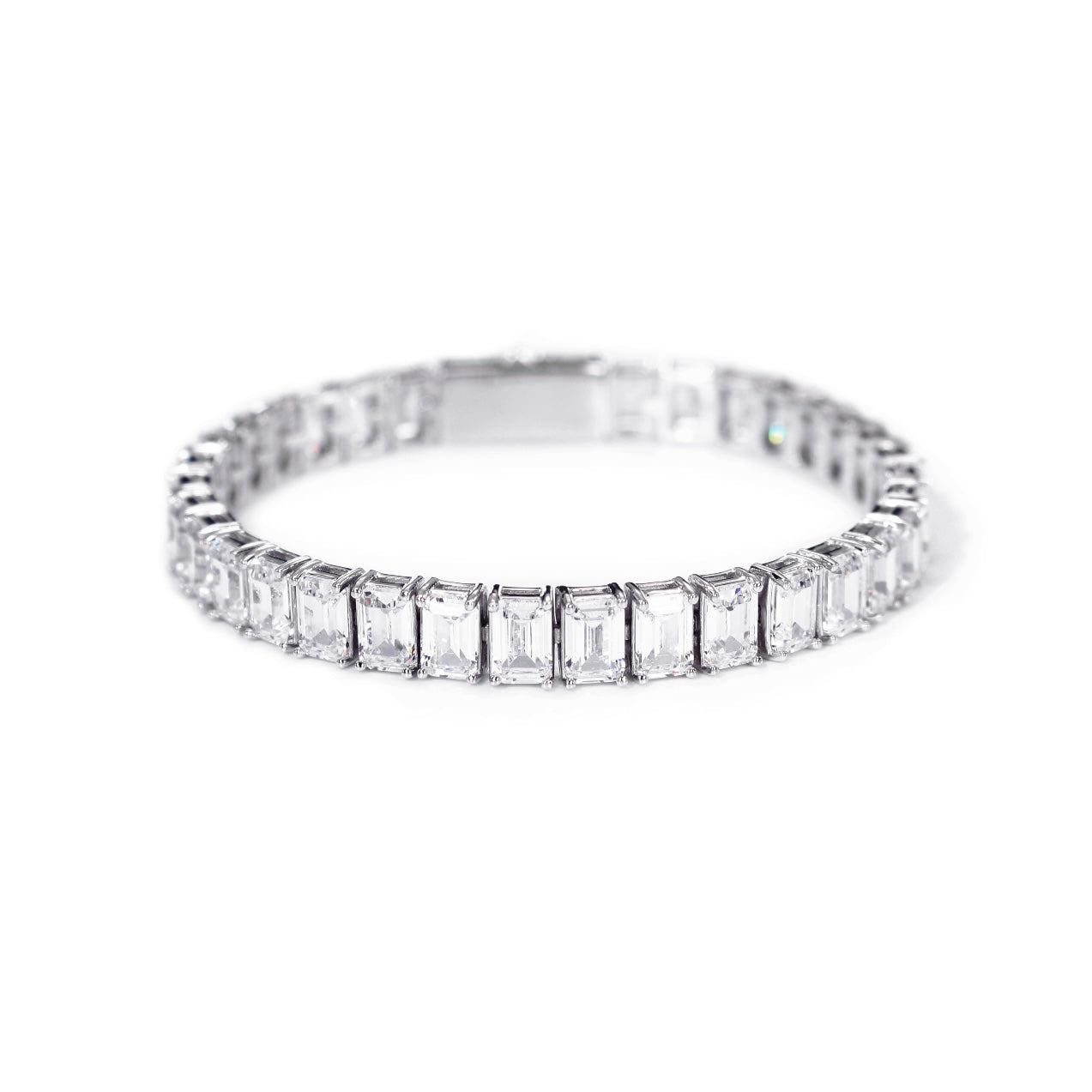 EMERALD CUT WHITE TENNIS BRACELET