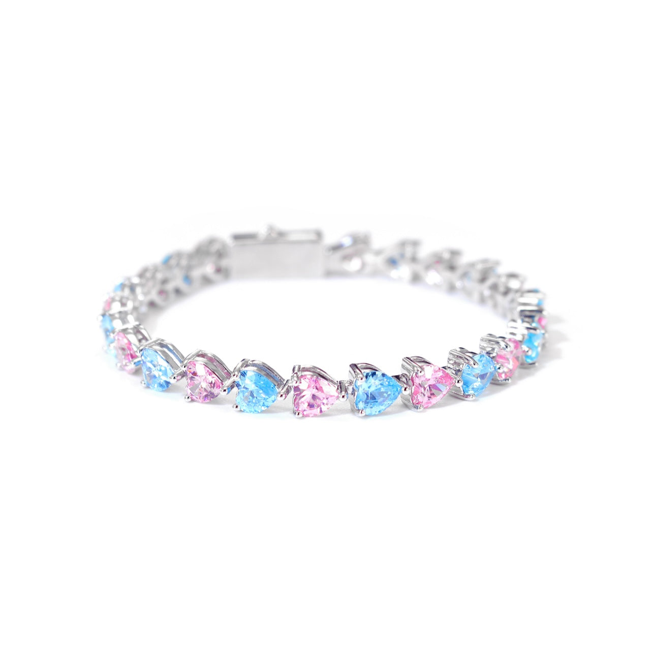 HEART CUT ORANGE-BLUE TENNIS BRACELET