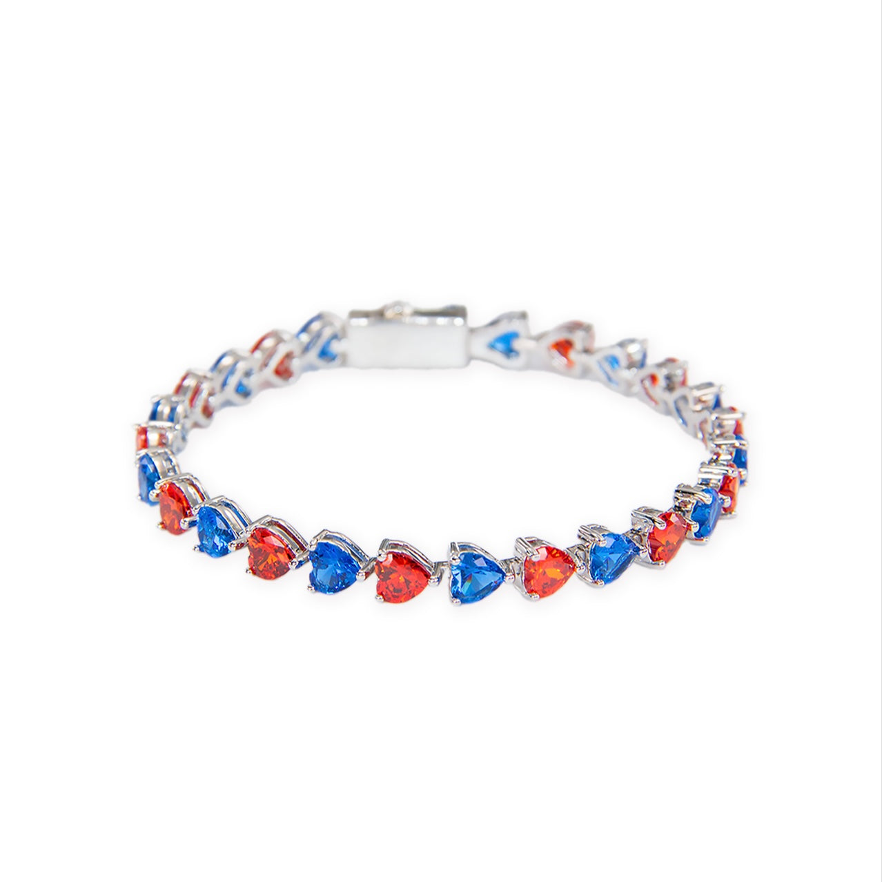 HEART CUT ORANGE-BLUE TENNIS BRACELET